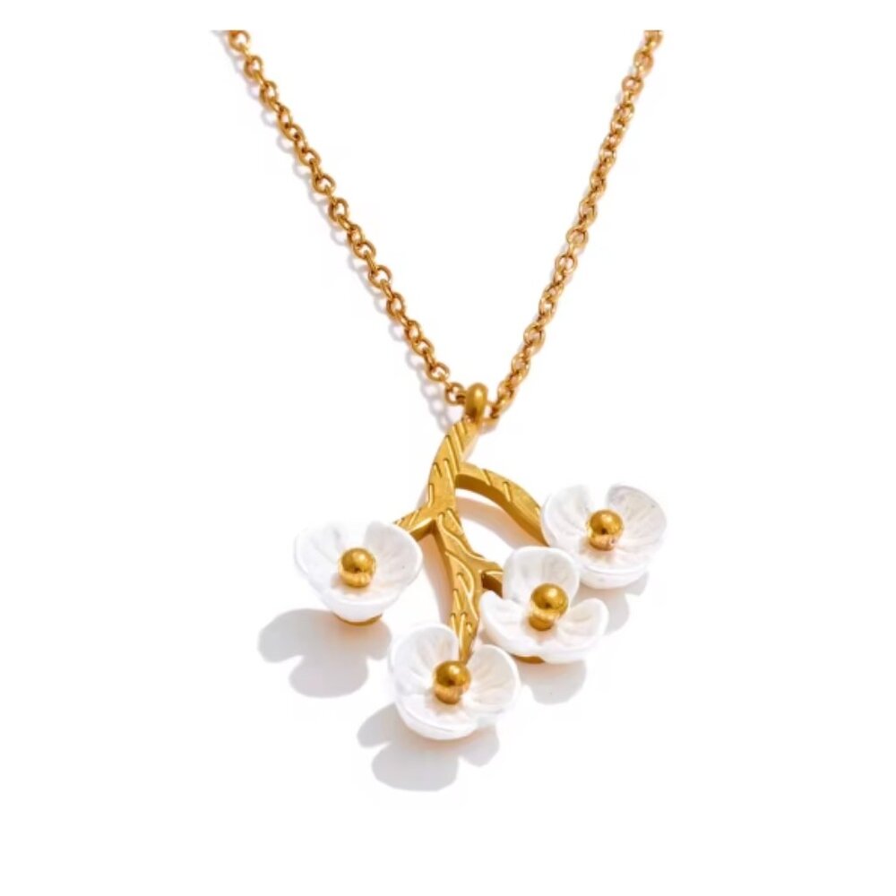 Women's Necklace, Flower Necklace, Gold Necklace, Women's Jewelry, Gift Idea